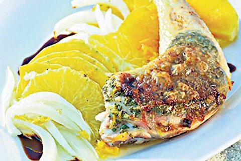 Poulet à l'orange, potiron et panais