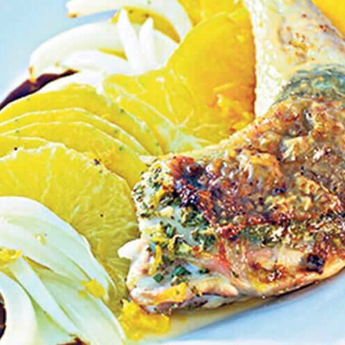 Pollo con arance, zucca e pastinaca