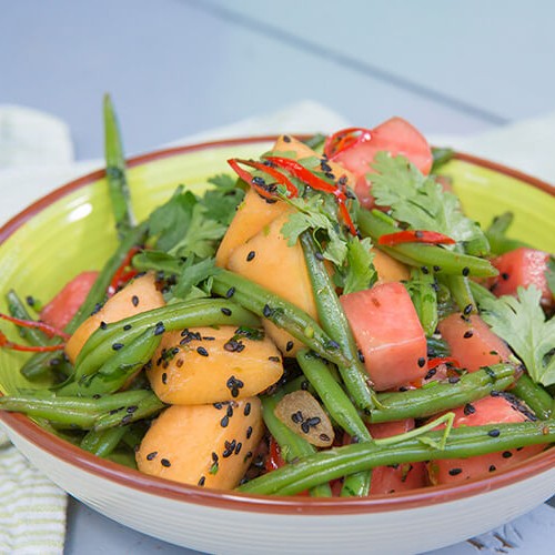 Haricots verts au melon et à la pastèque