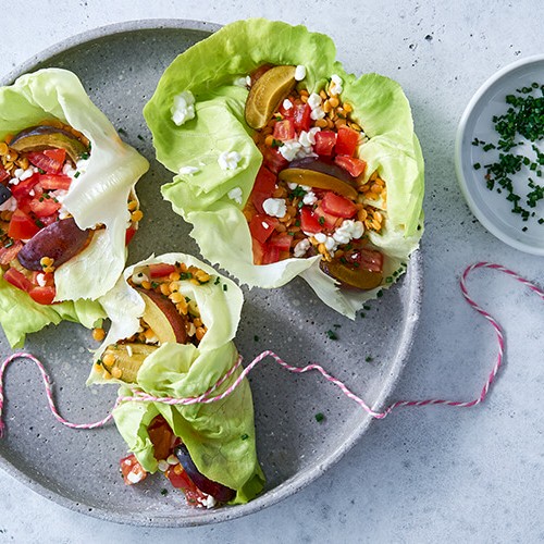 Rouleaux de salade farcis aux lentilles